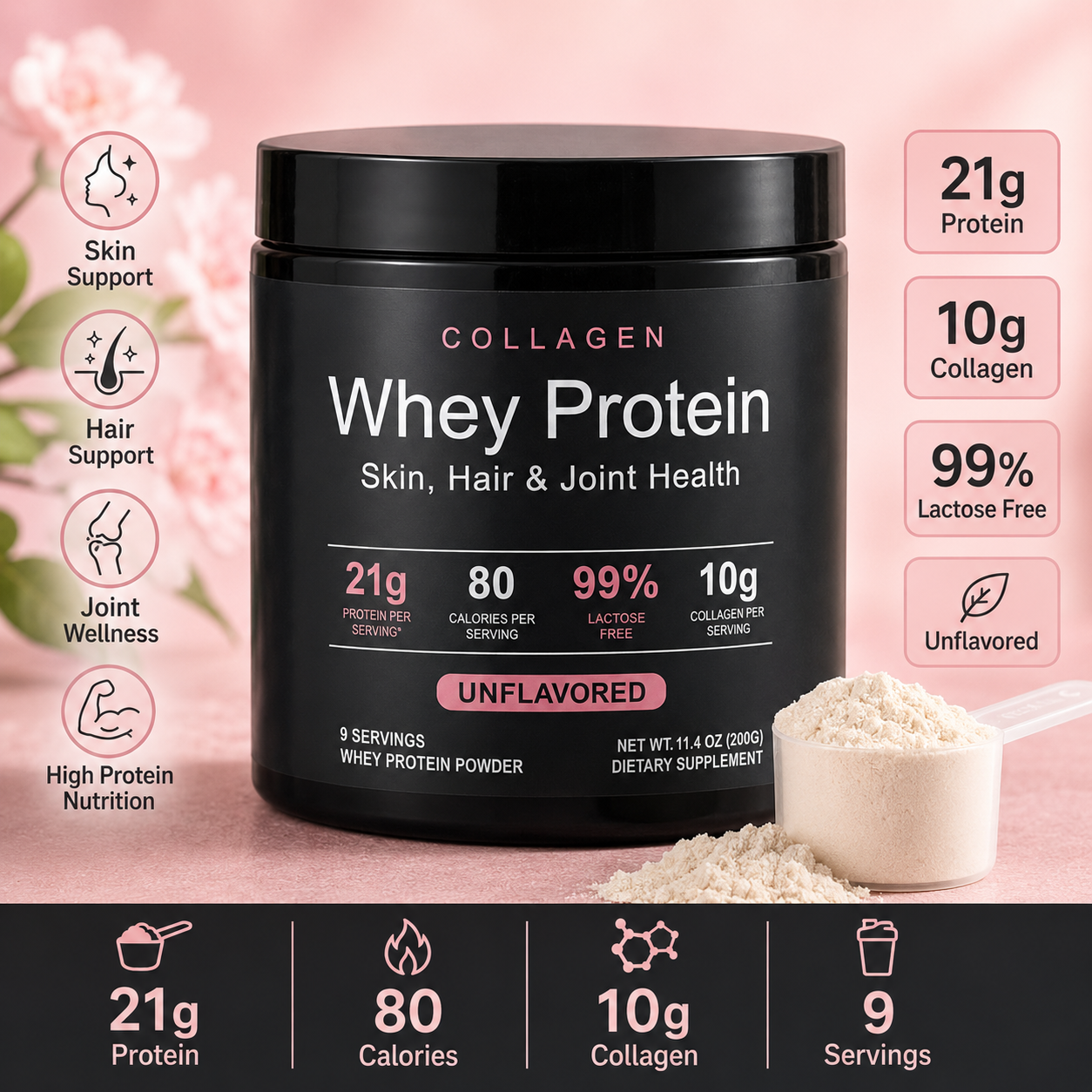 Nutrition In Fitness - Collagen Whey Protein Powder 21g Protein