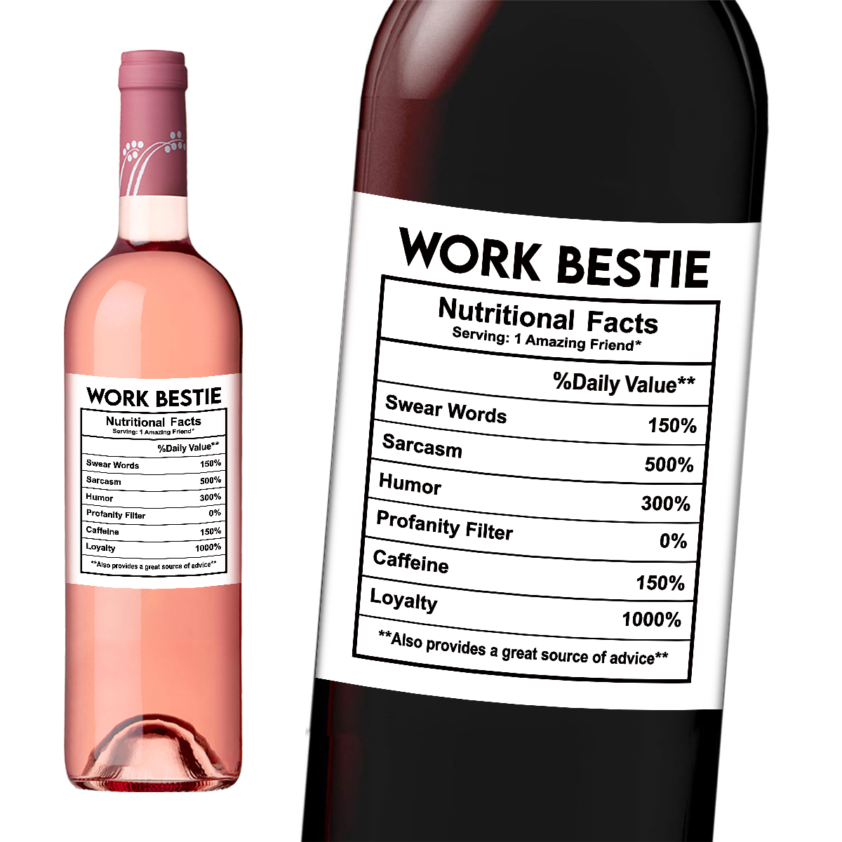 Nutrition & Fitness Coaching Fulham - 4pcs Funny Work Bestie Wine Bottle