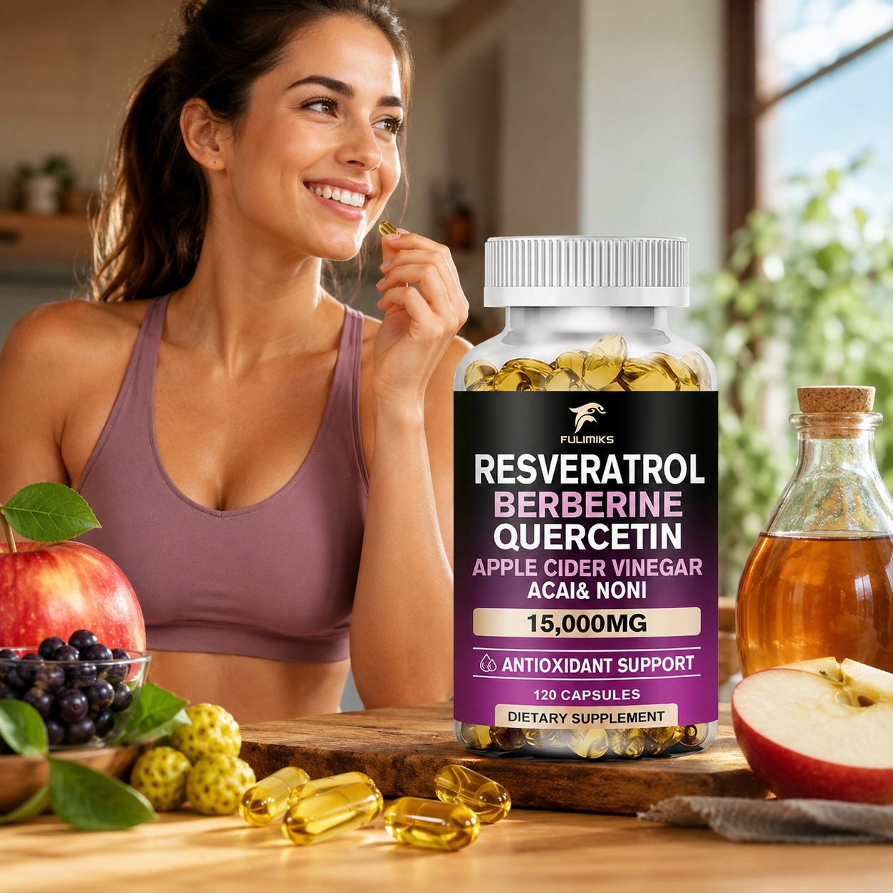 Resveratrol Capsule Anti Aging - Premium Resveratrol 6500mg, with Berberine &