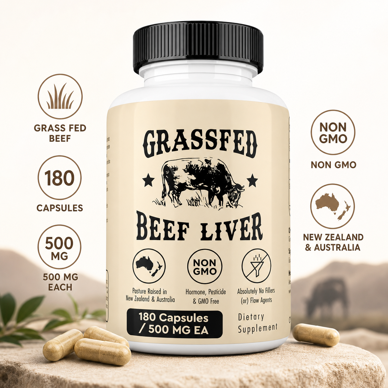 Nutrition Zinc - Grassfed Beef Liver Capsules 500mg Each,