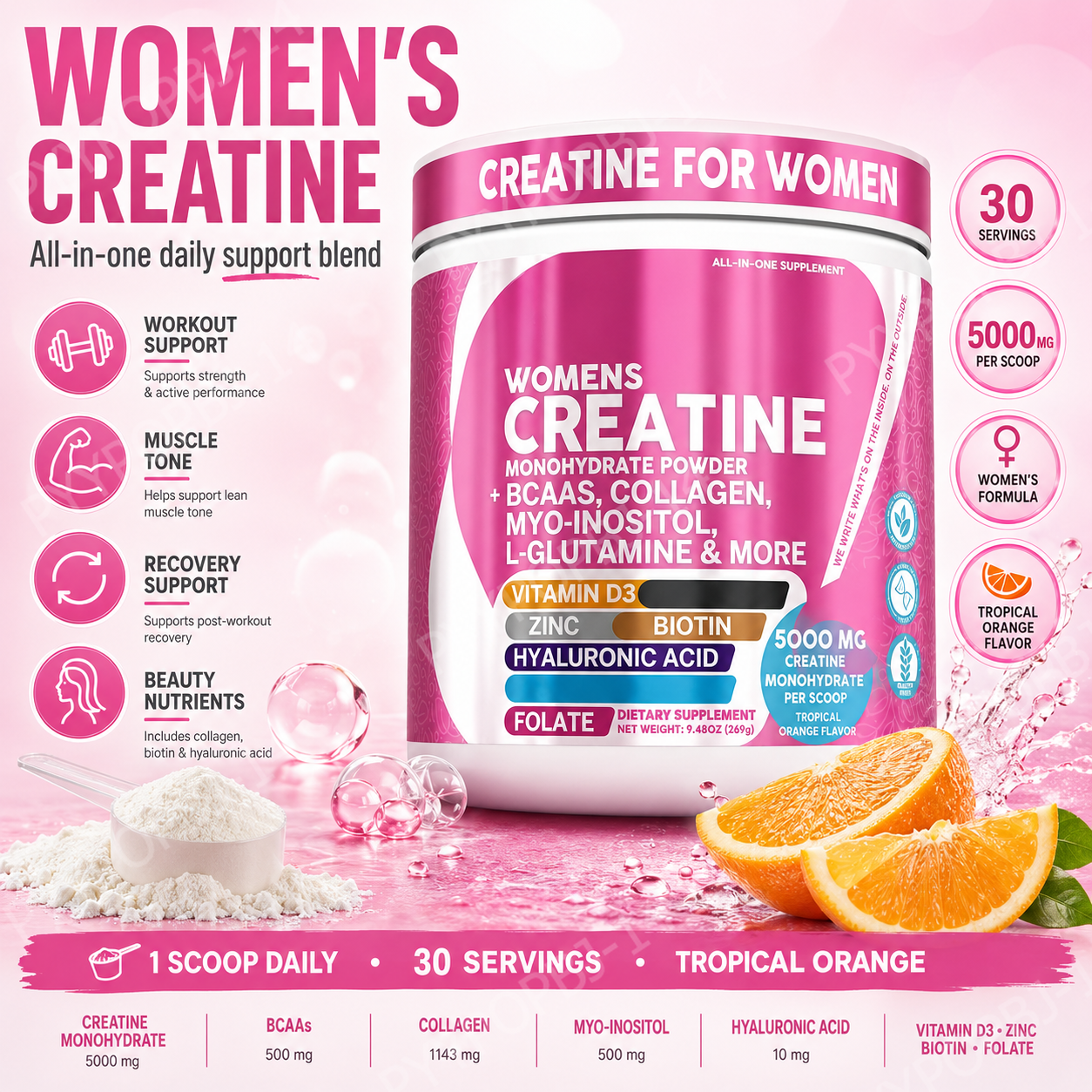 Woman Creatine Powder 269g Con - Nutrition Workout 评论和价格