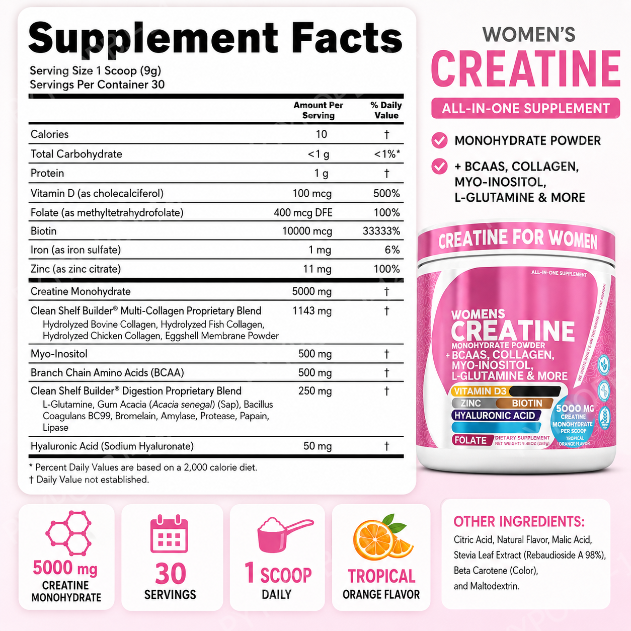 Woman Creatine Powder 269g Con - Nutrition Workout 评论和价格