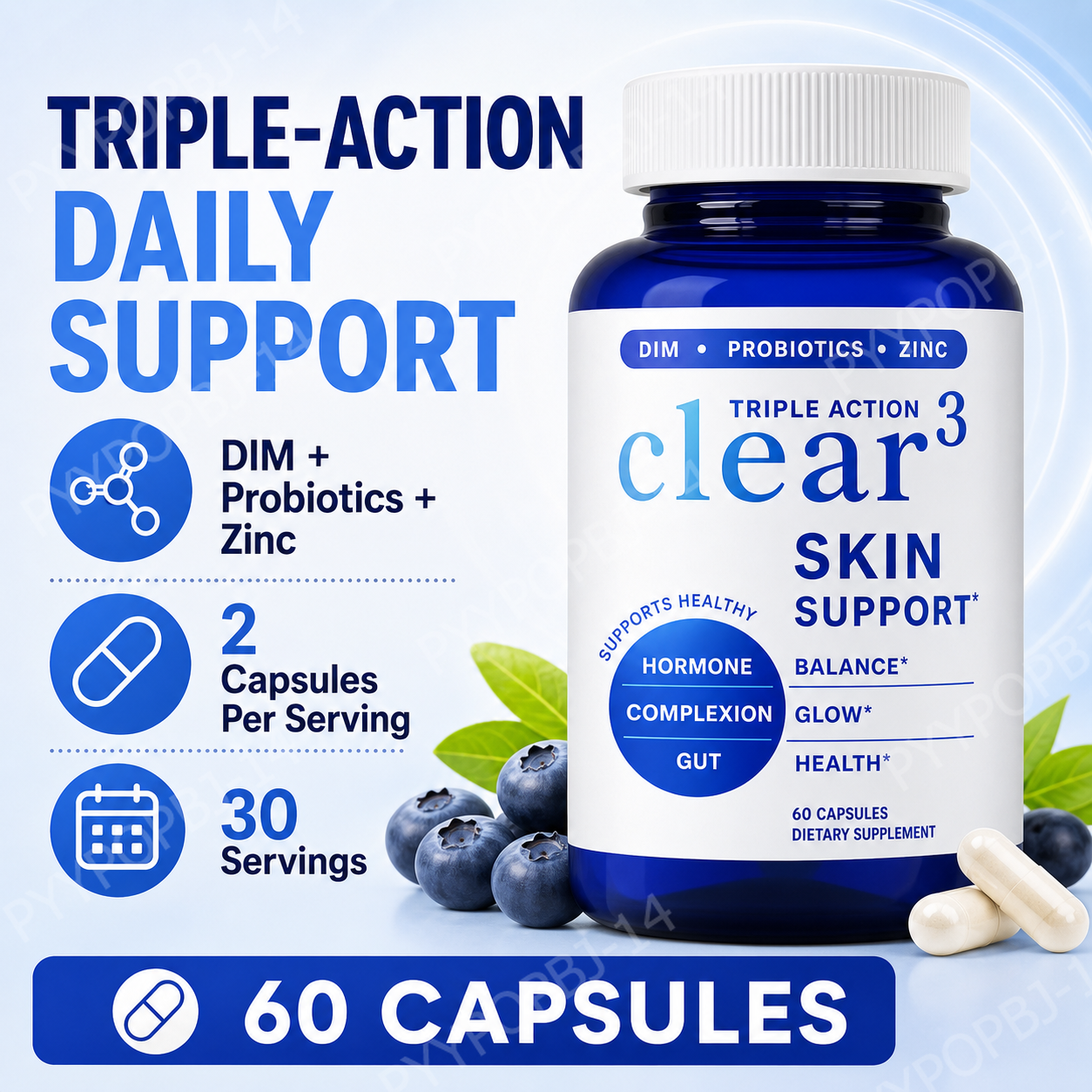 Clear³ Skin Support Supplement - Nutrition Zinc 评论和价格