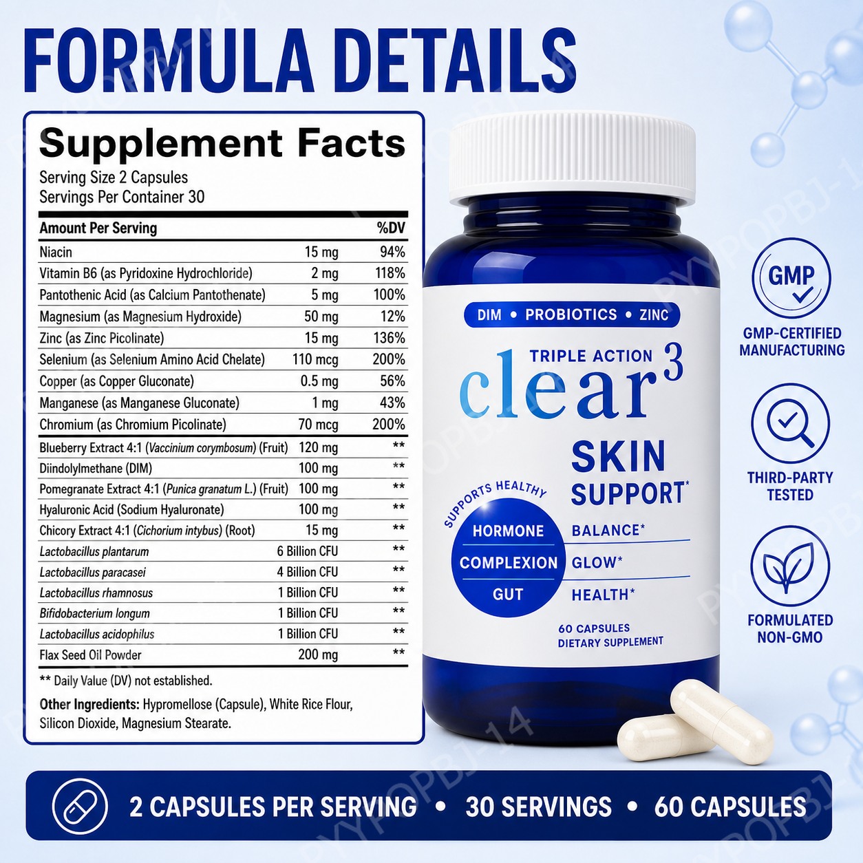 Clear³ Skin Support Supplement - Nutrition Zinc 评论和价格