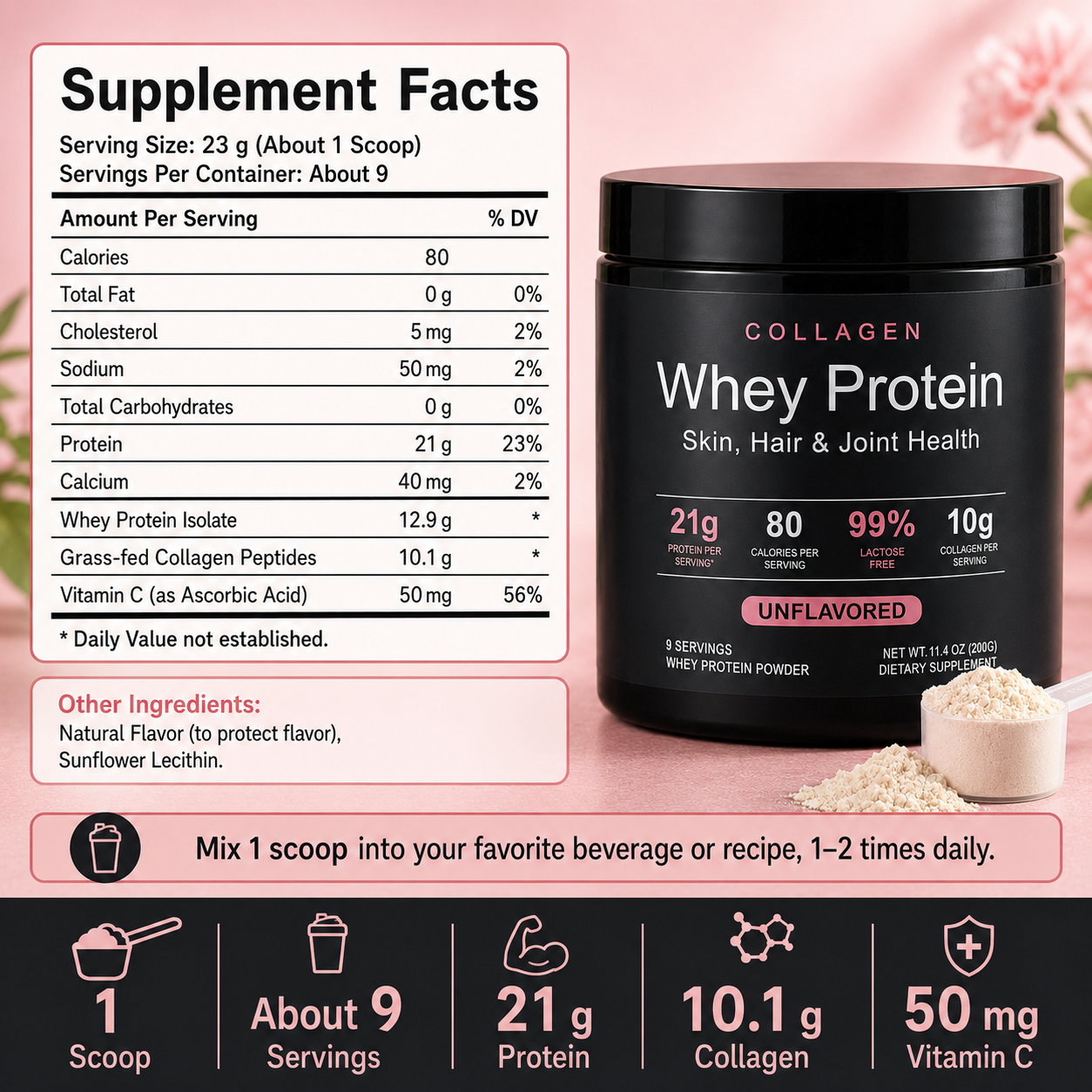 Collagen Whey Protein Powder 2 - Nutrition In Fitness 评论和价格