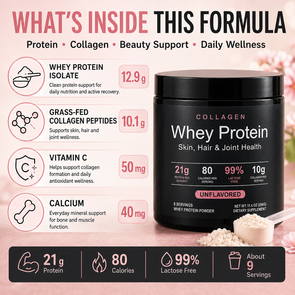 Collagen Whey Protein Powder 2 - Nutrition In Fitness 评论和价格