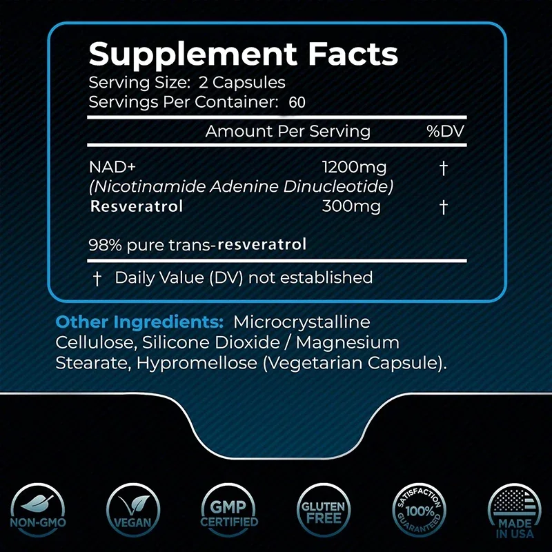 NAD+ Supplements - Natural Ene - Resveratrol Capsule Anti Aging 评论和价格
