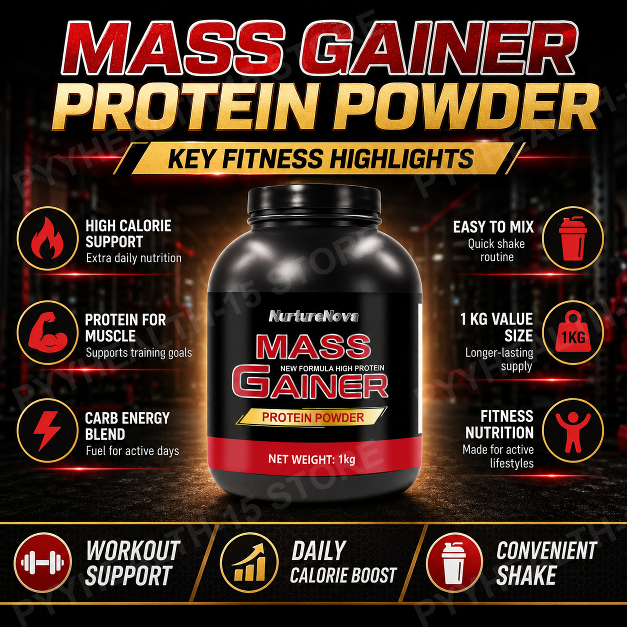 Mass Gainer Protein Powder 1kg - Nutrition In Fitness 评论和价格