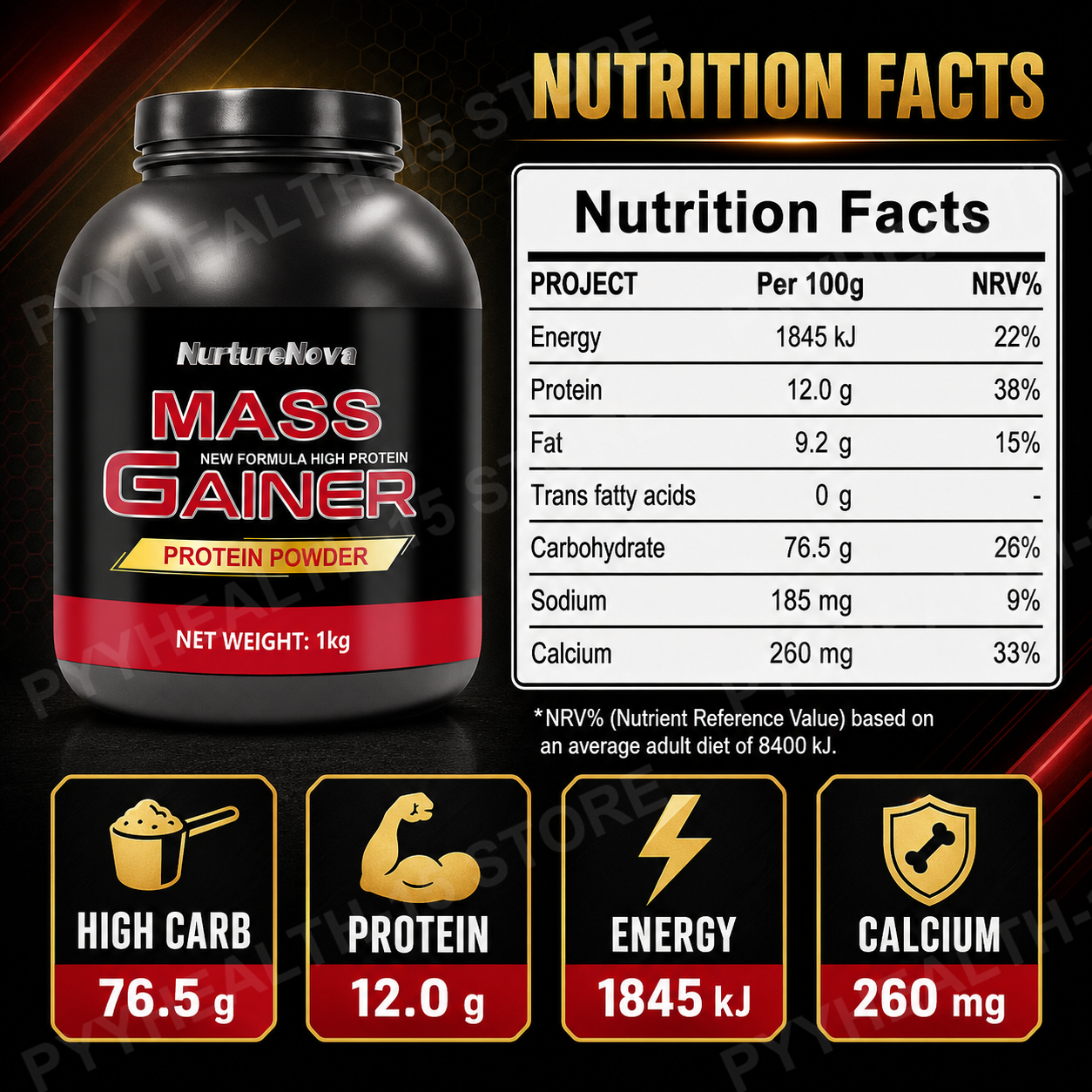 Mass Gainer Protein Powder 1kg - Nutrition In Fitness 评论和价格