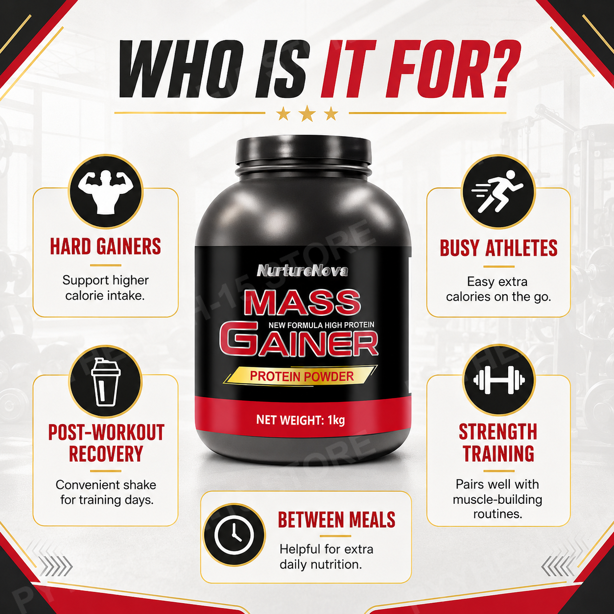 Mass Gainer Protein Powder 1kg - Nutrition In Fitness 评论和价格