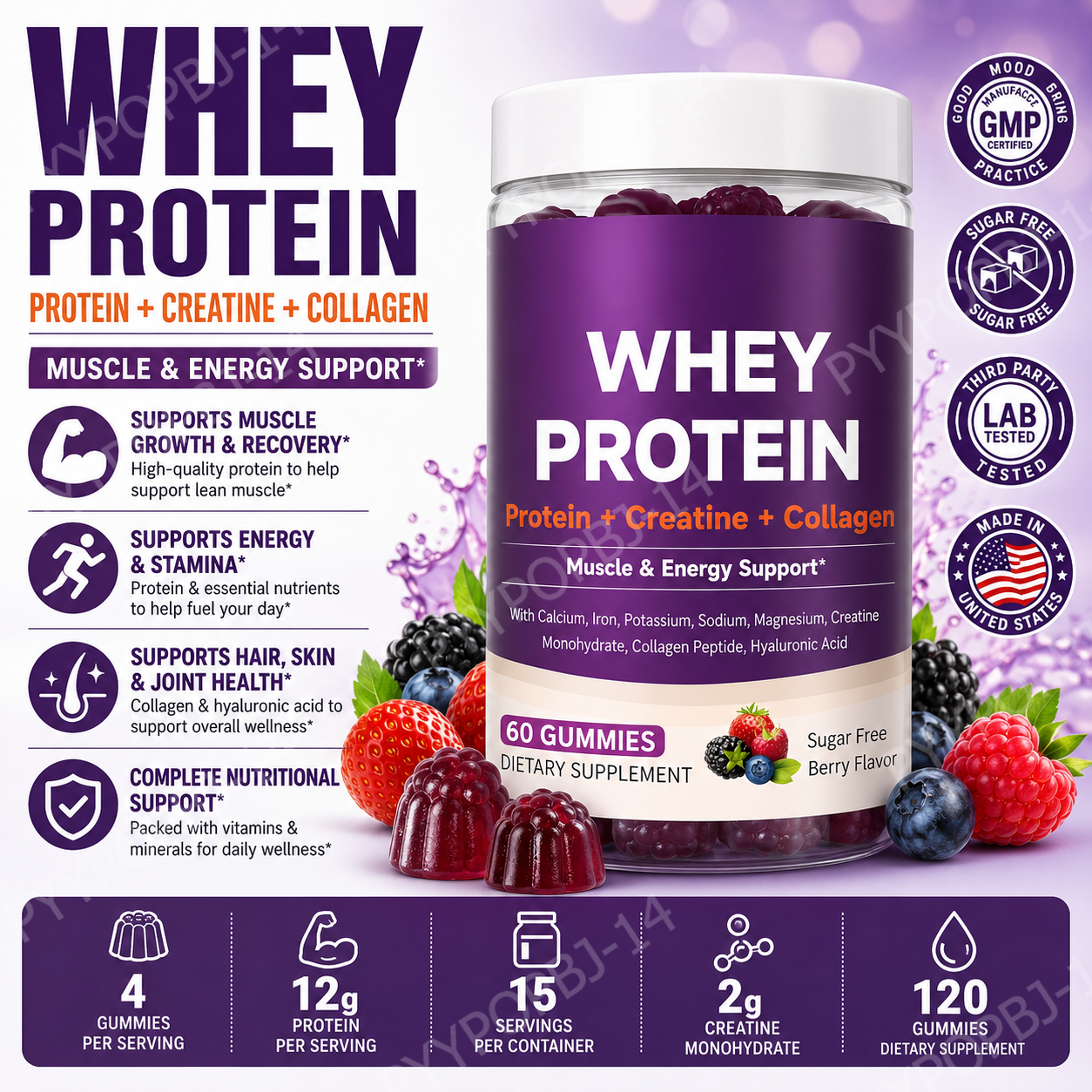 Protein Gummies with Whey Crea - Fitness Nutrition Protein 评论和价格