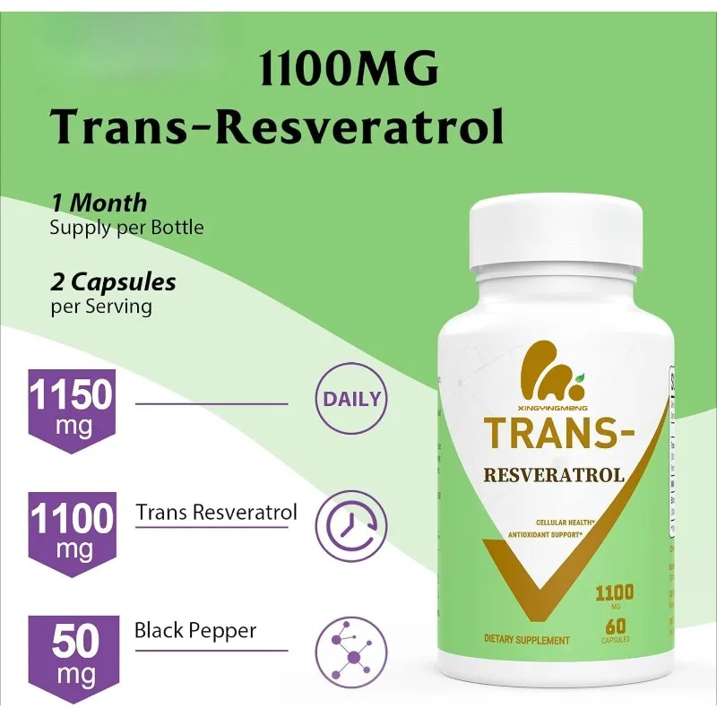 99% Resveratrol 1100mg Antioxi - Resveratrol Capsule Anti Aging 评论和价格