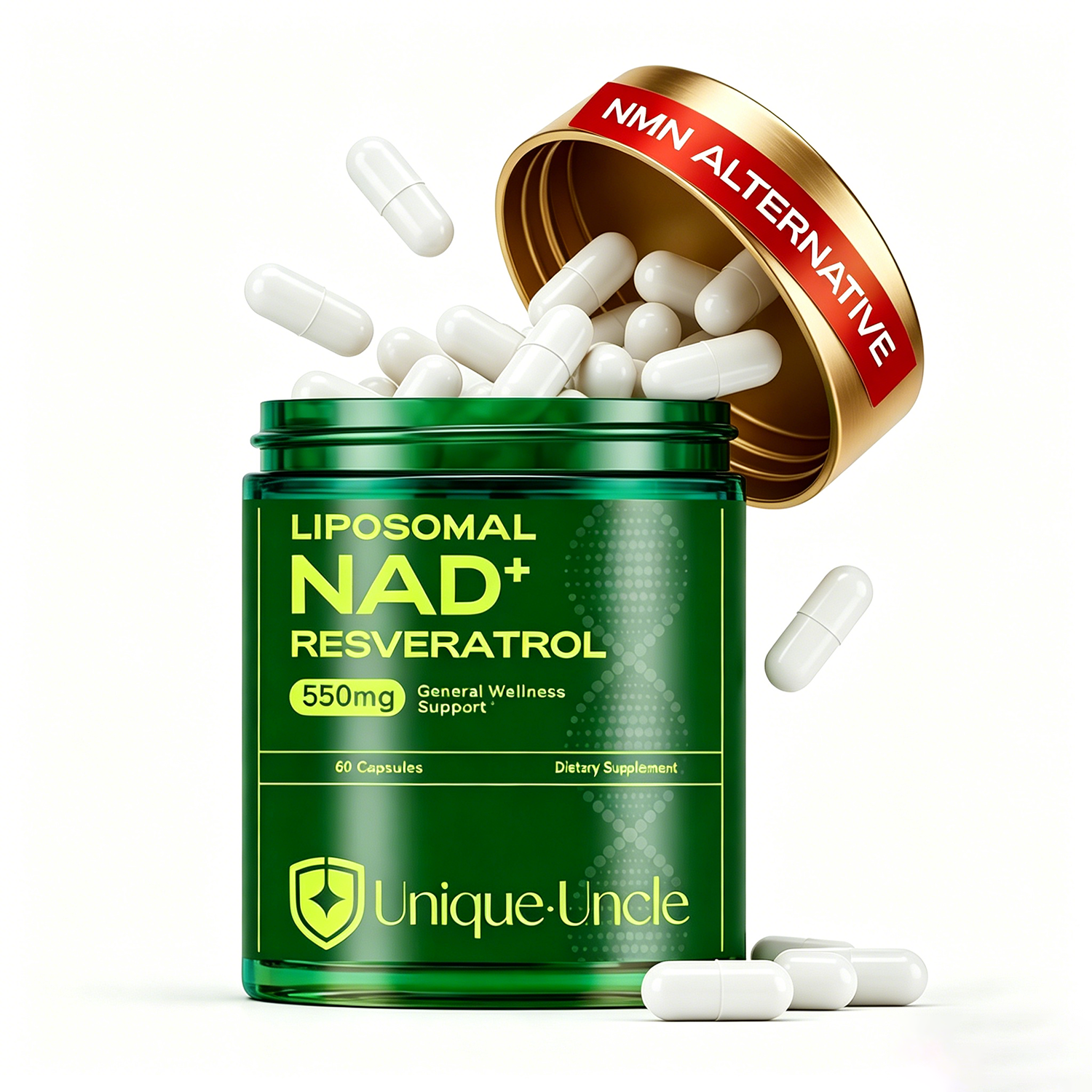 Liposomal NAD+ Supplement 550m - Resveratrol Capsule Anti Aging 评论和价格