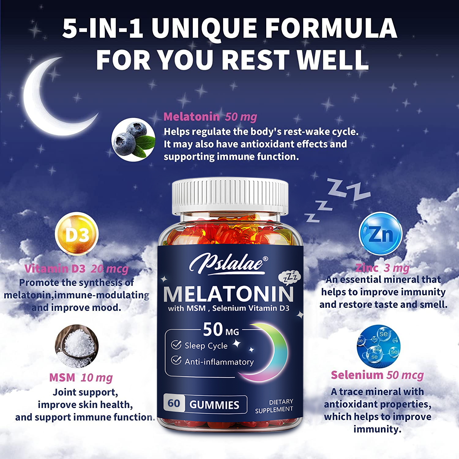 Melatonin Gummies 50mg - Anxie - Melatonin Sleep Gummy 评论和价格